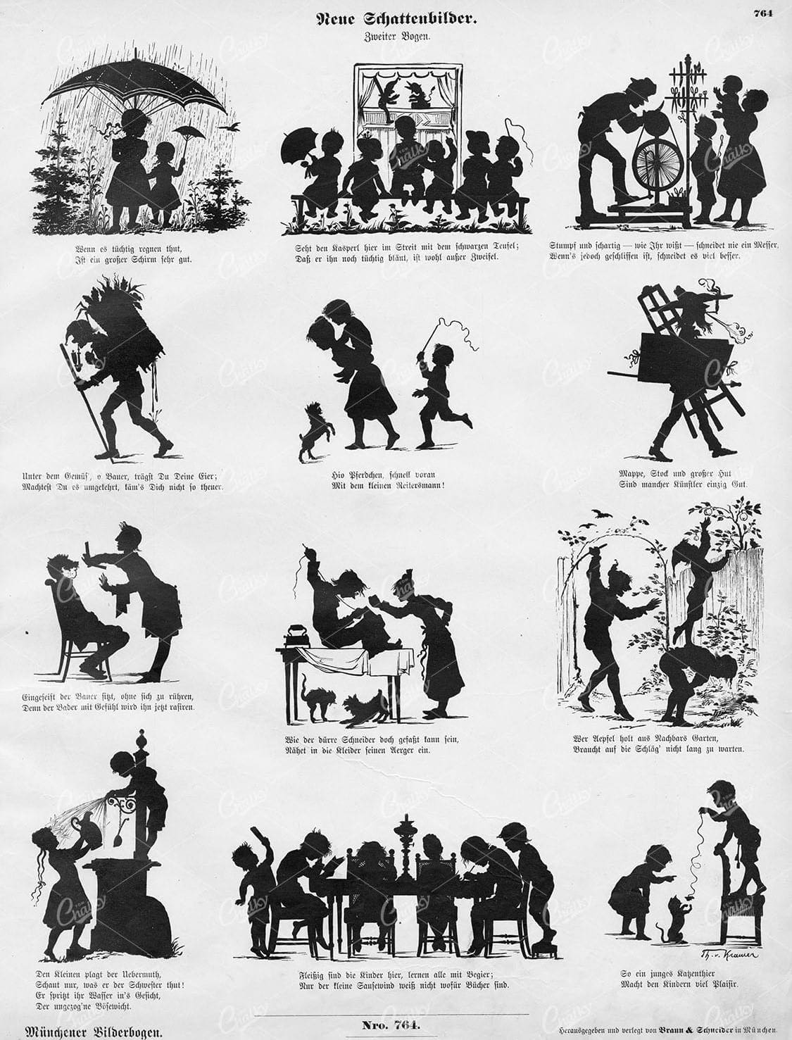 1860 Various Silhouette Shadow Play Figures - München, Braun & Schneider 764