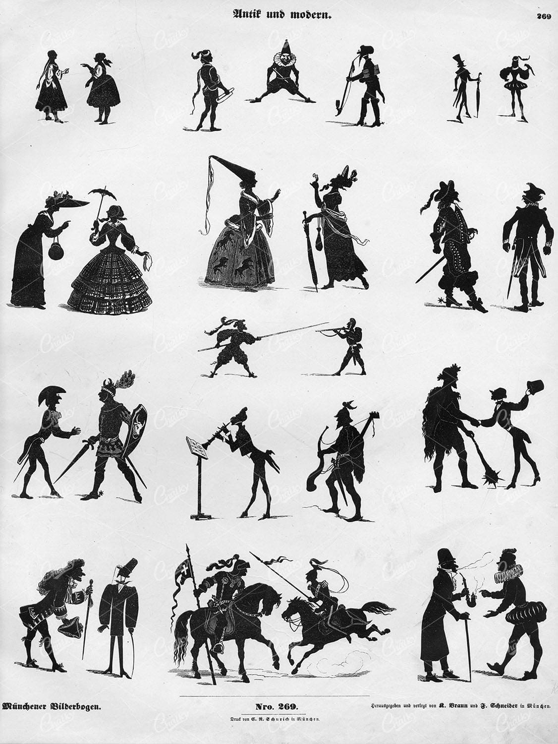 1860 Various Silhouette Shadow Play Figures - München, Braun & Schneider 269
