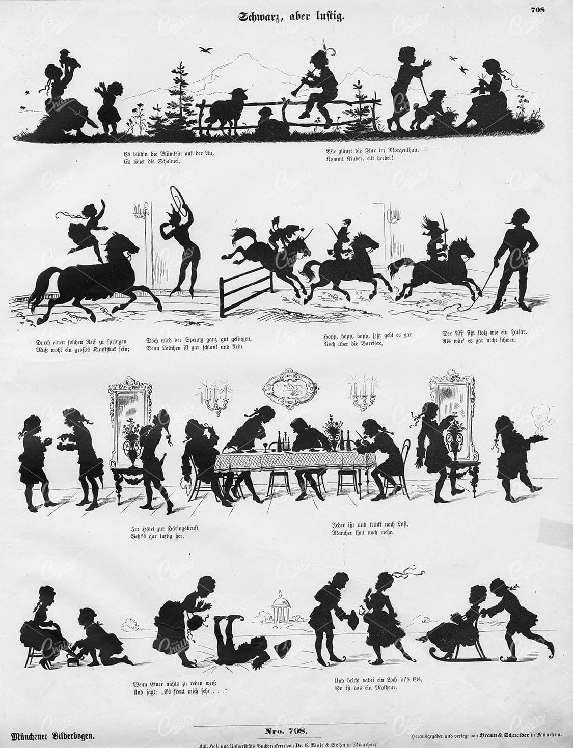 1860 Various Silhouette Shadow Play Figures - München, Braun & Schneider 708