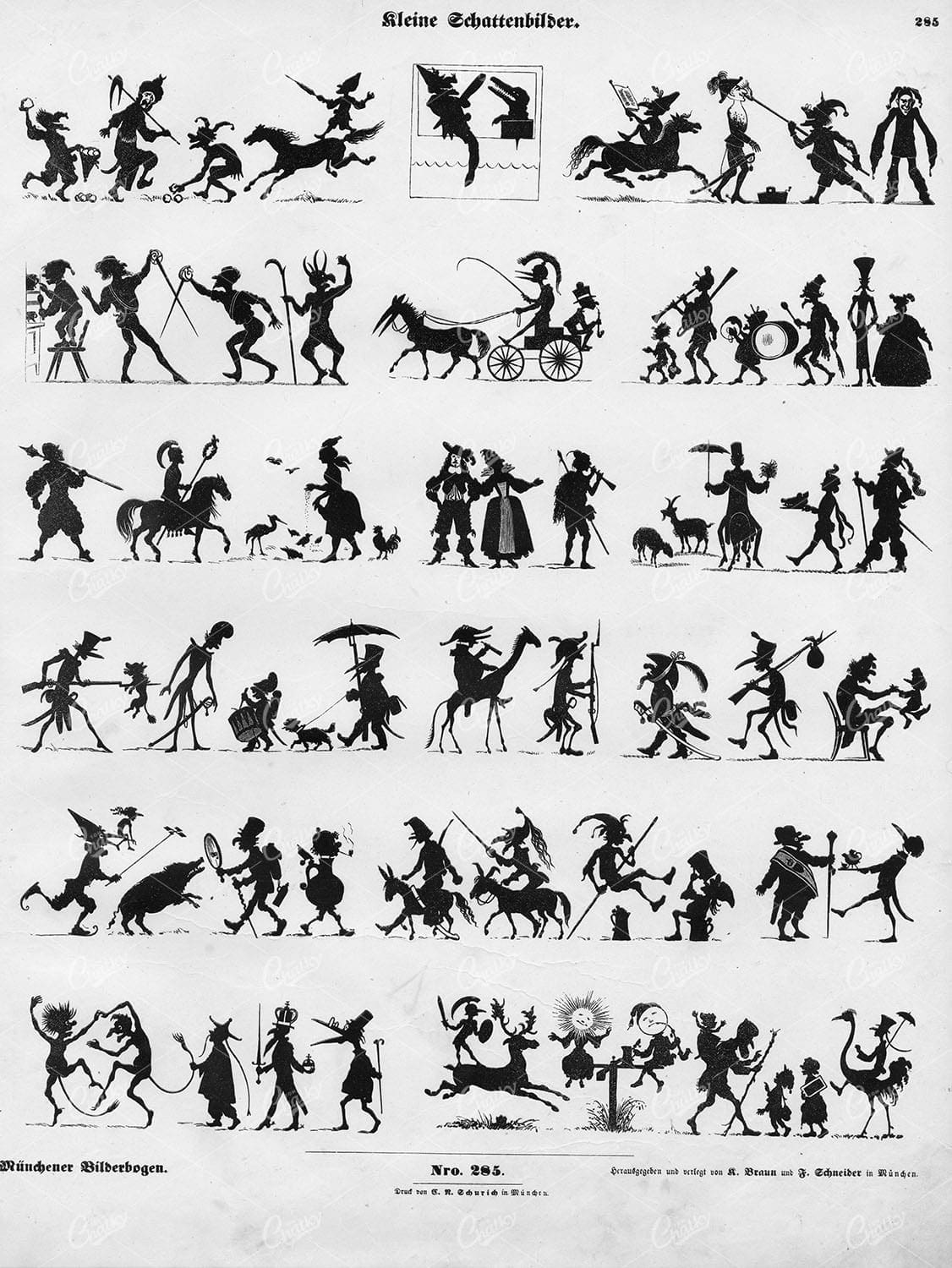 1860 Various Silhouette Shadow Play Figures - München, Braun & Schneider 285