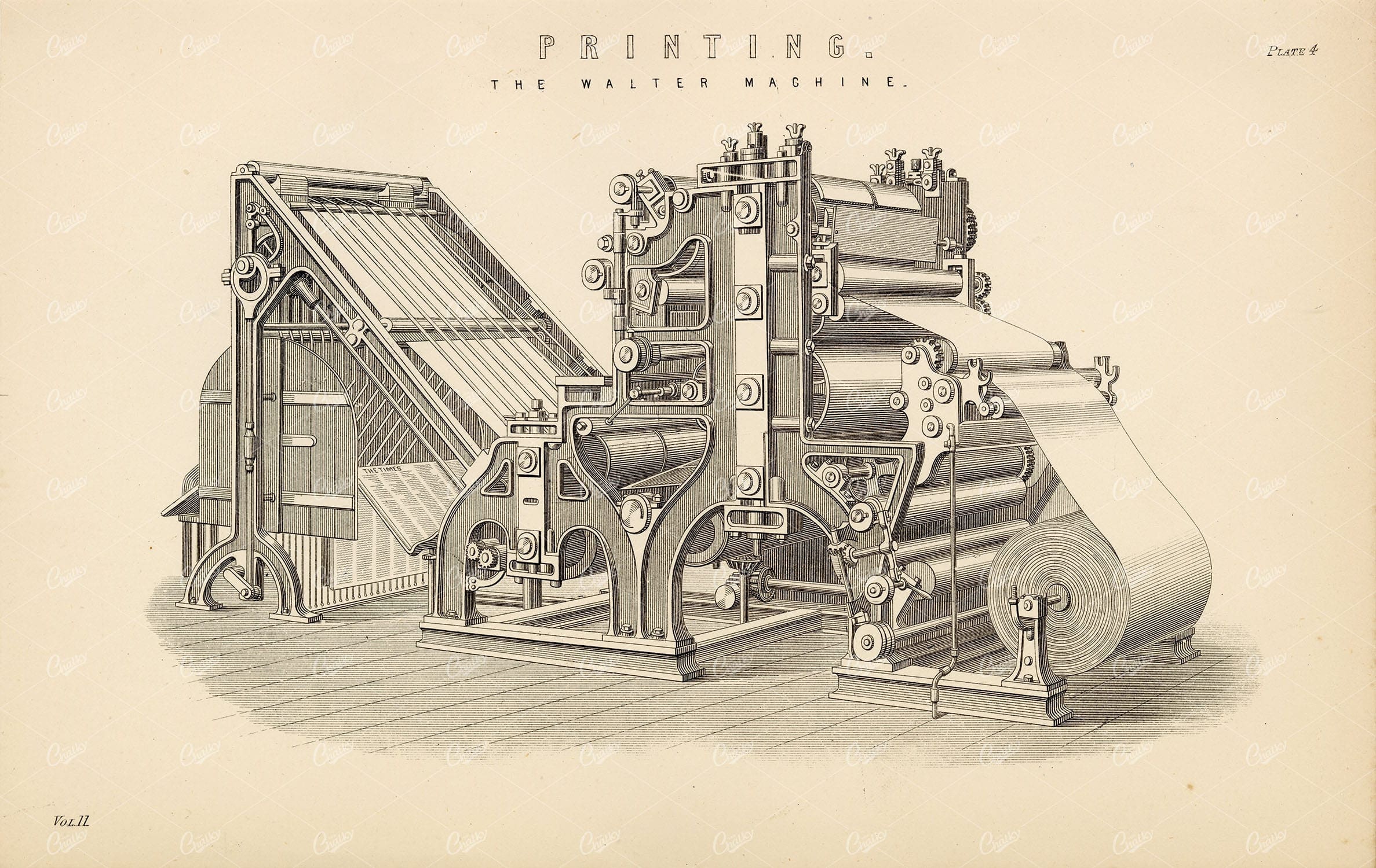 PRINTING The Walter Machine. 1880 Antique Print