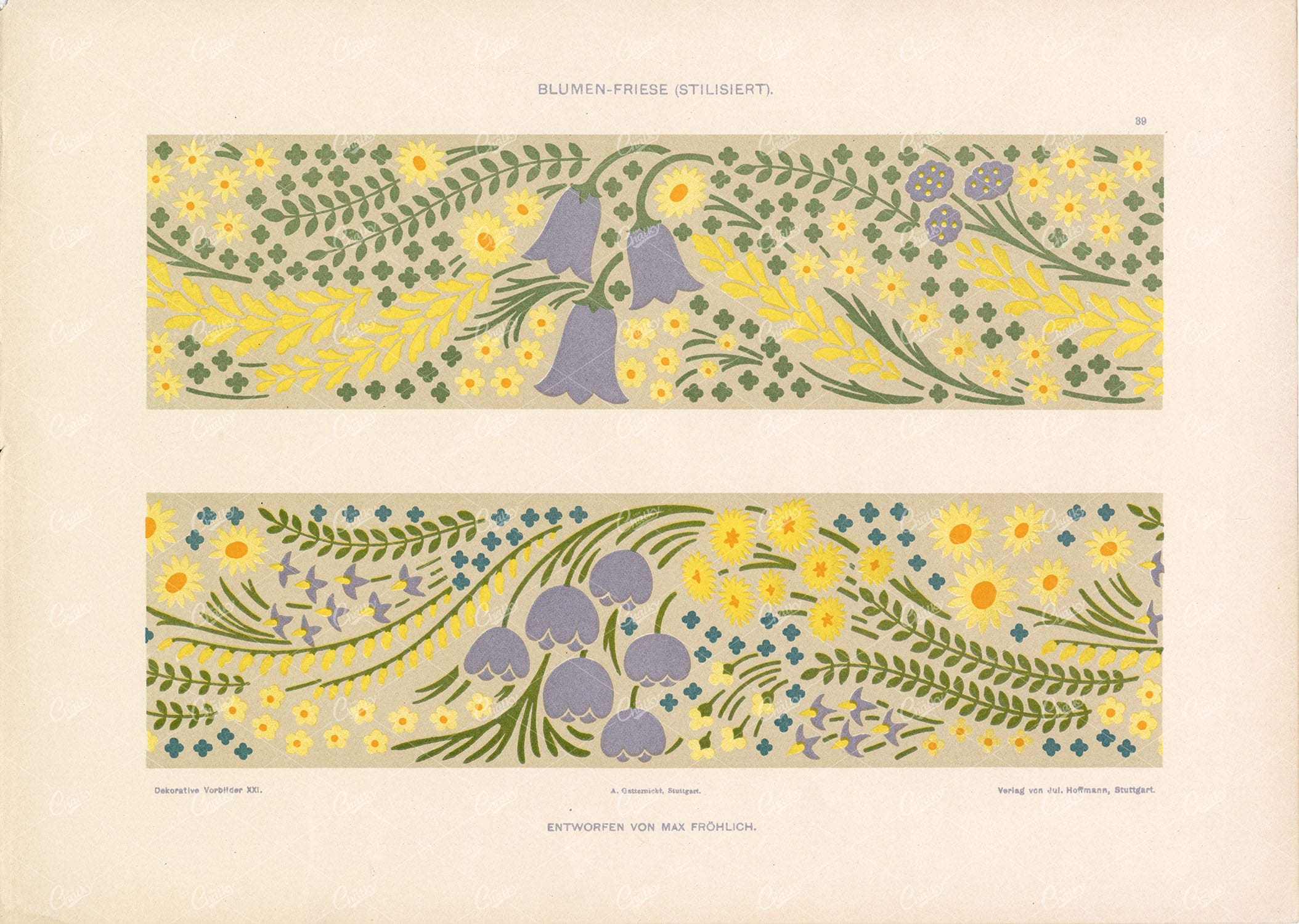 FRIEZE Stylized Design - Vintage Floral Artwark by Max Frohlich