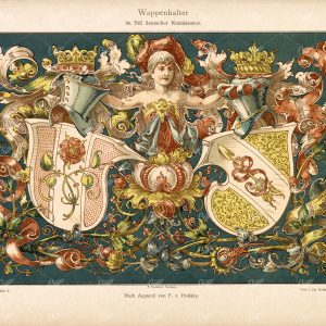 COAT of Arms in German Renaissance Style by F. V. Hollaky 1904