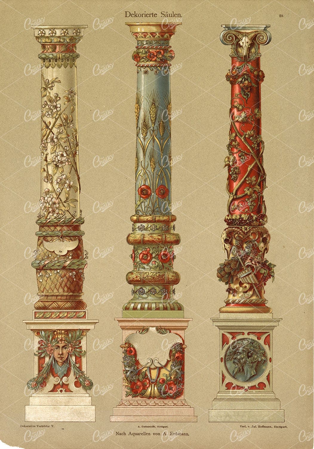 GORGEOUS Decorative Pillars by A. Erdmann for Dekorative Vorbilder
