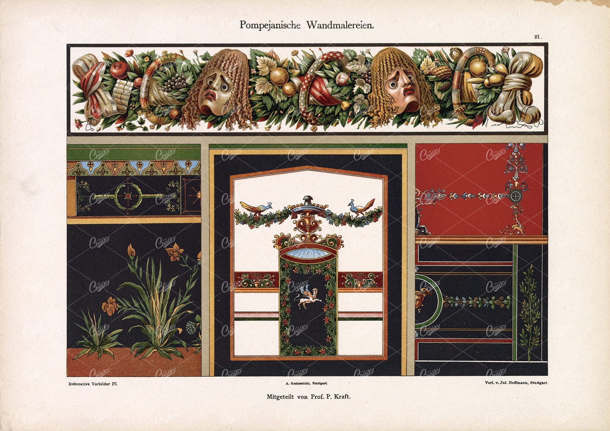 POMPEAIN Wall Paintings by Prof. P. Kraft, for Dekorative Vorbilder 1904