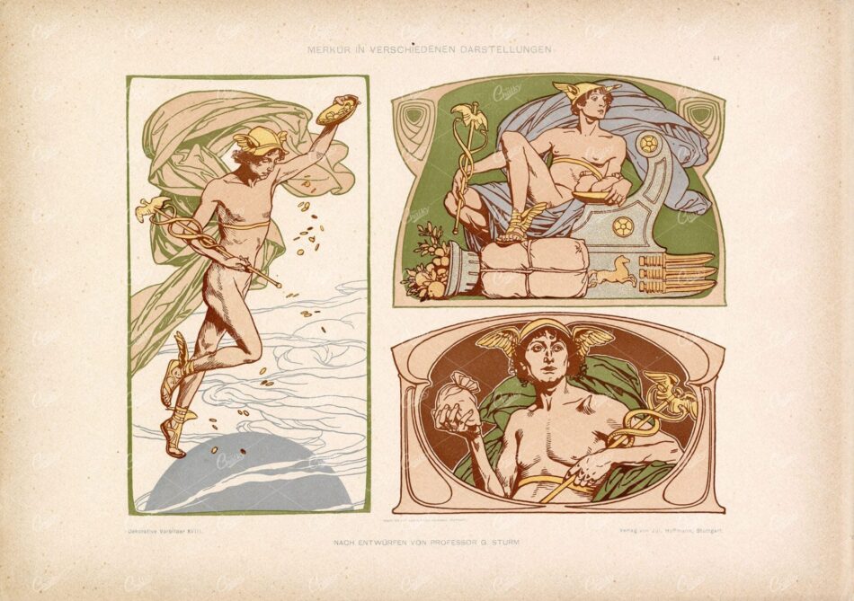 MERCURY in Various Representations - Vintage Artwork by Prof. G. Sturm