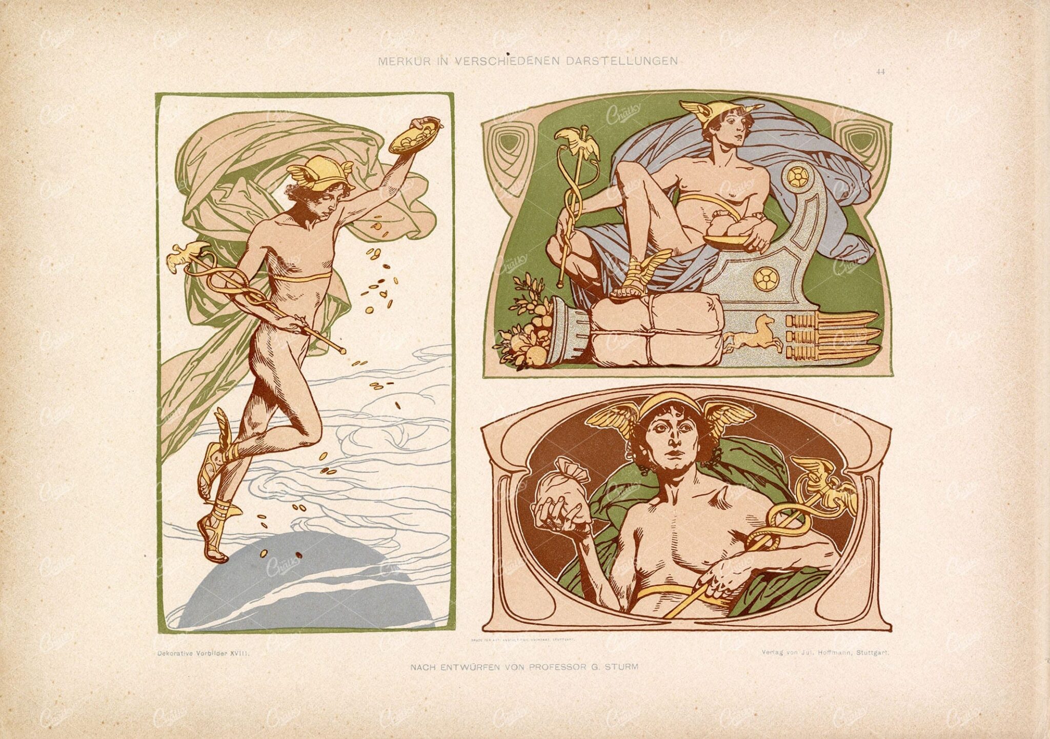 MERCURY in Various Representations - Vintage Artwork by Prof. G. Sturm