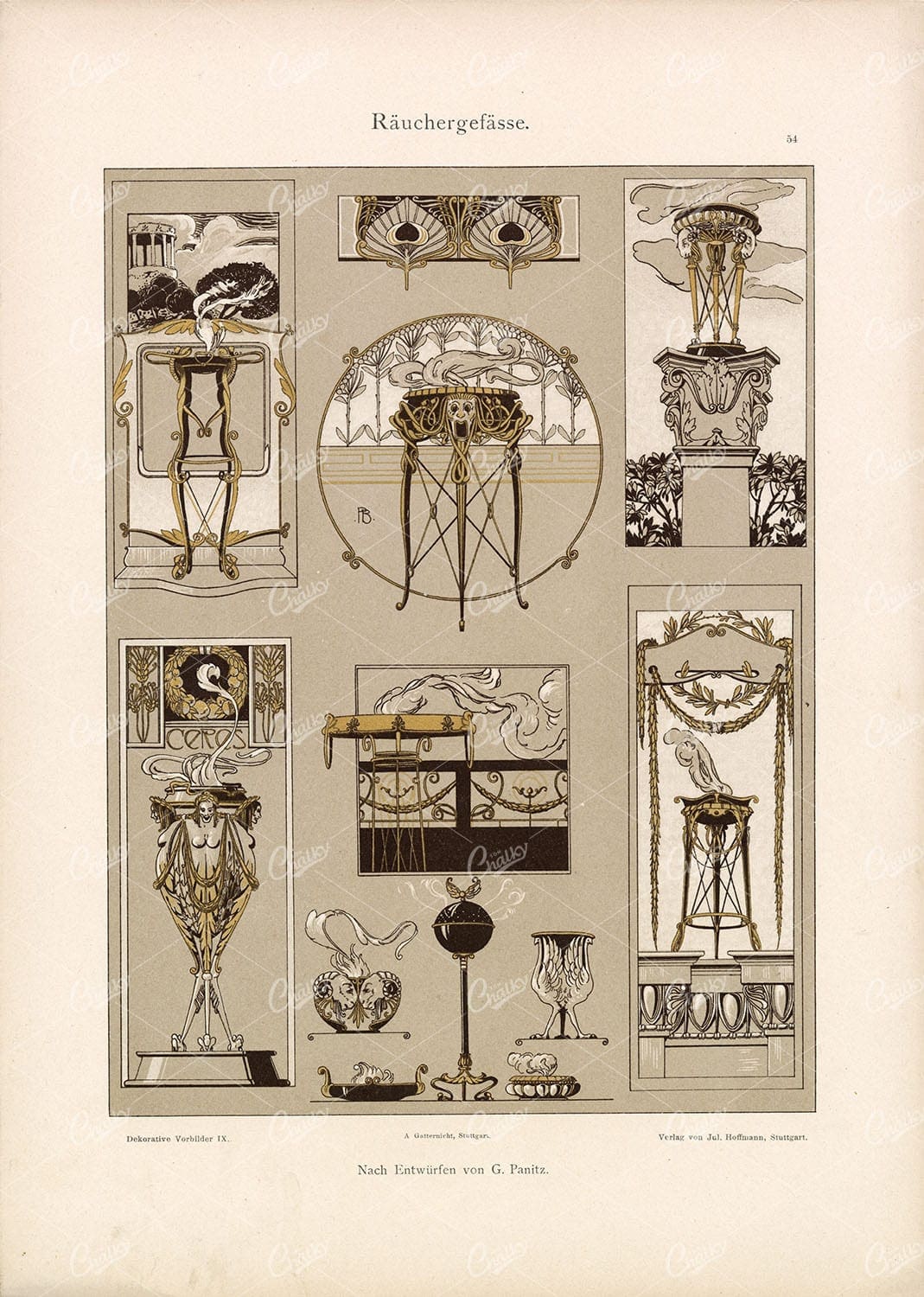 VARIOUS Smokers' Table Designs - Furniture Design - by G. Panitz