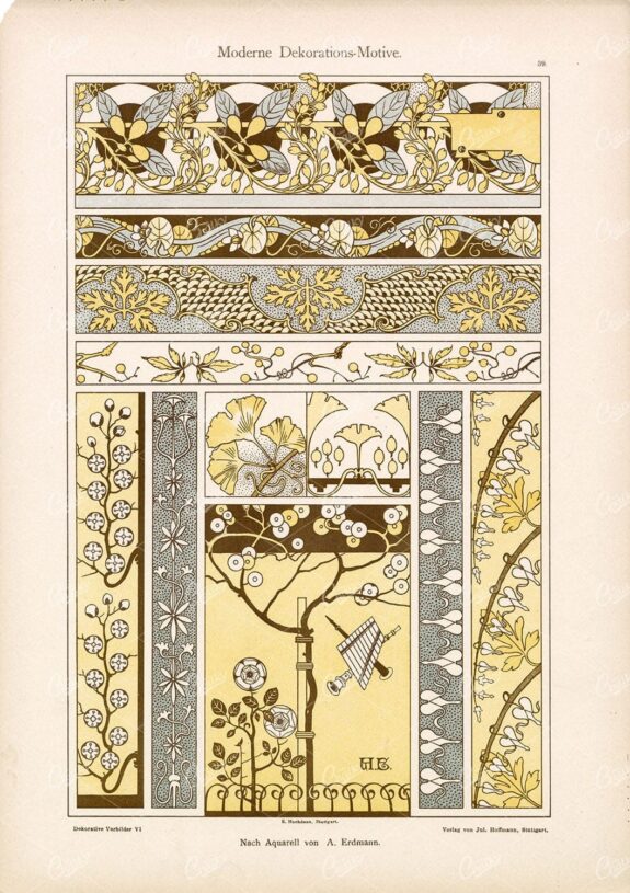 FLORAL Ornamental Borders and Friezes by A. Erdmann 1904