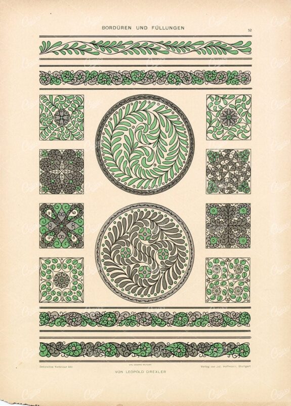 ORNAMENTAL Floral Borders and Frames by Leopold Drexler - Antique Art