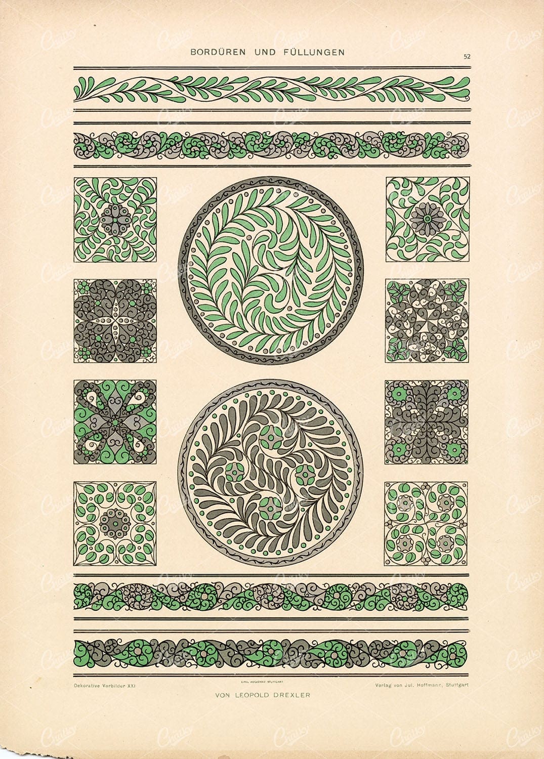 ORNAMENTAL Floral Borders and Frames by Leopold Drexler - Antique Art