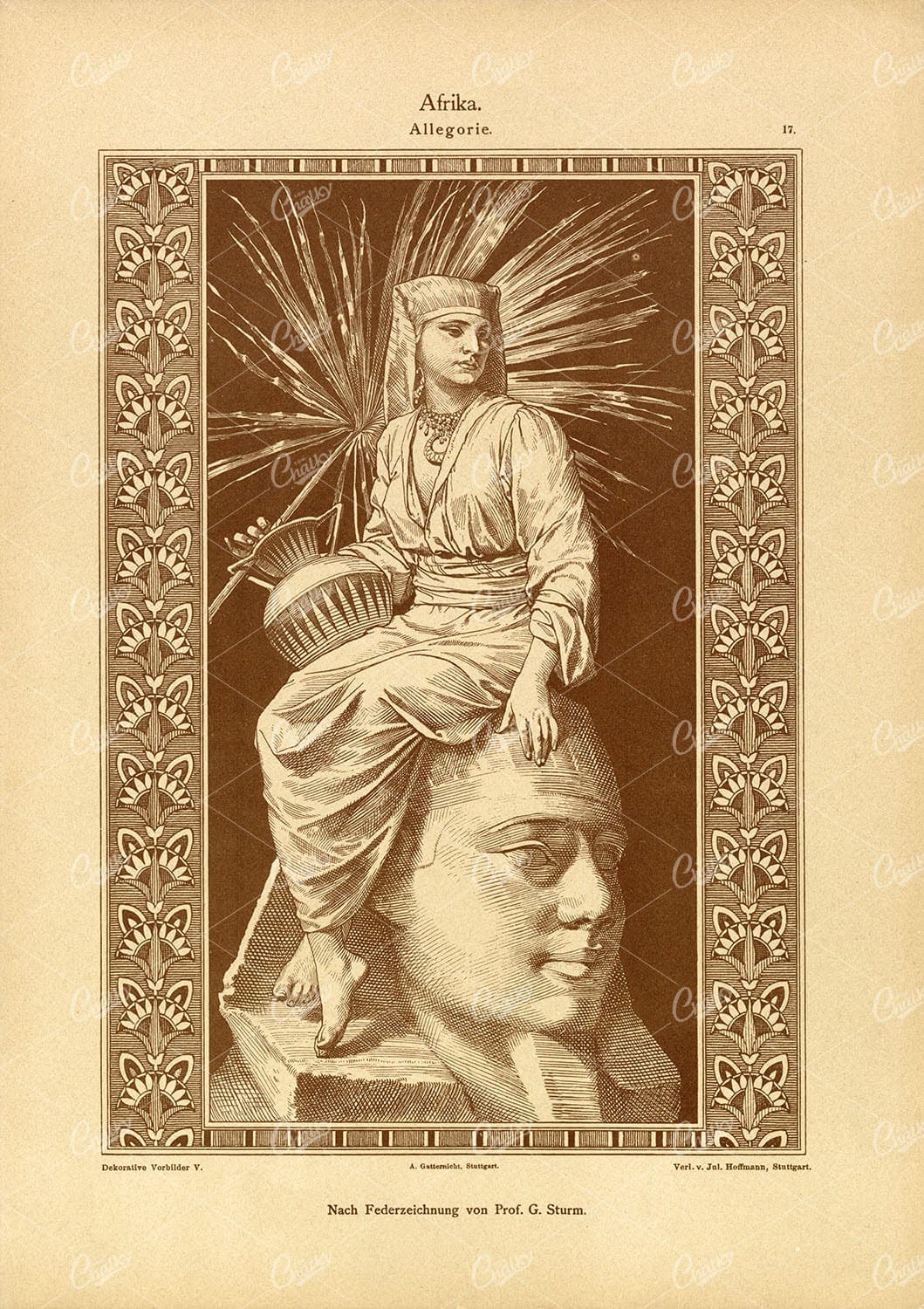 AFRIKA (Allegorie) - Dekorative Vorbilder V von Prof. G. Sturm 1904