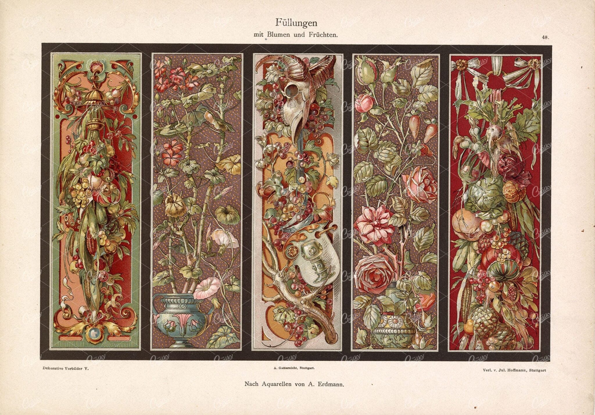 FRIEZES with Flowers and Fruits by A. Erdmann - Dekorative Vorbilder
