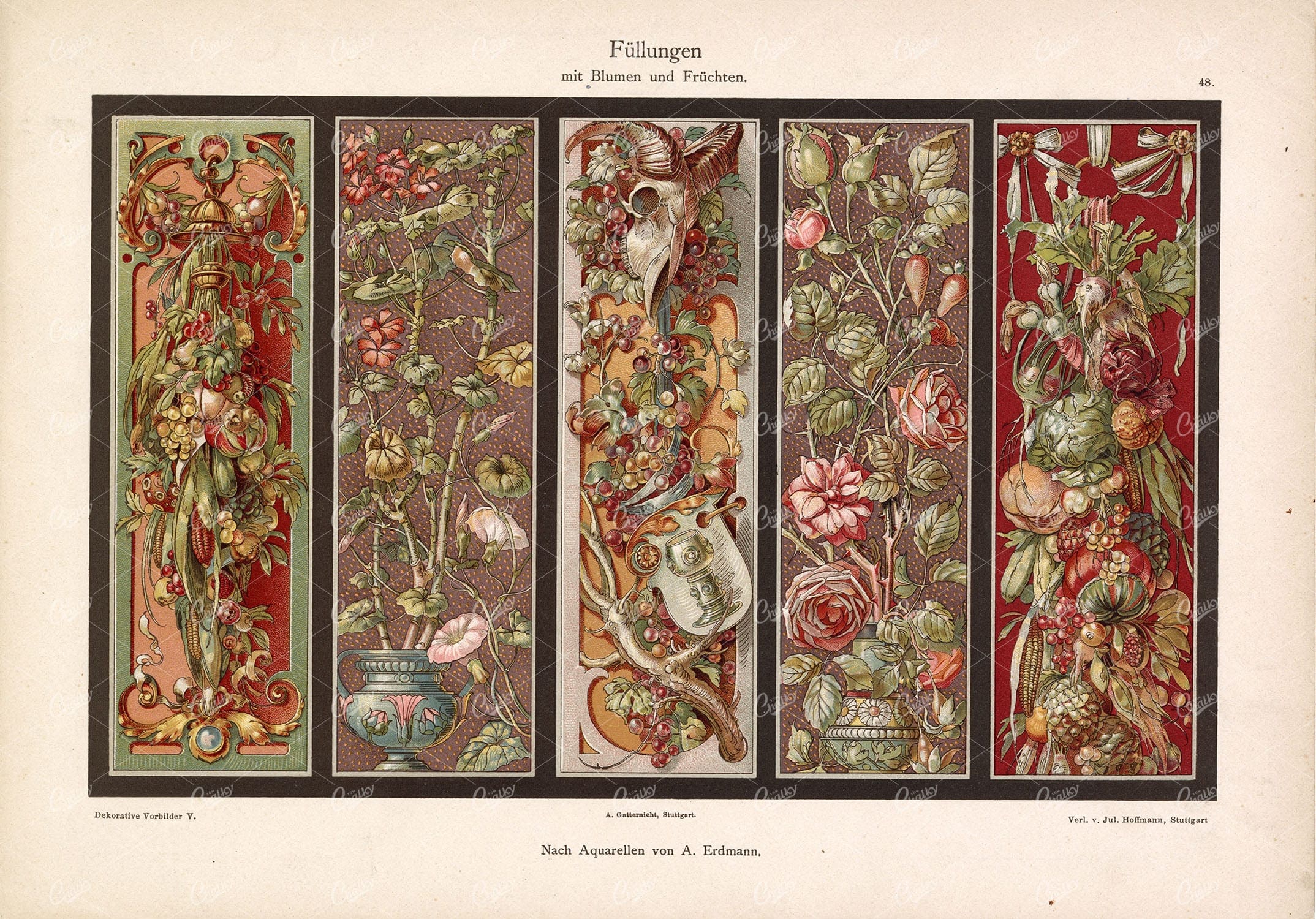 FRIEZES with Flowers and Fruits by A. Erdmann - Dekorative Vorbilder