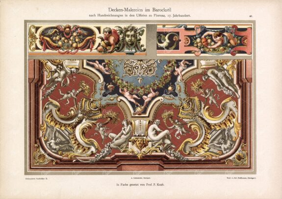 BAROQUE Paintings within Uffizi Gallery Florence - 1904 Antique Print