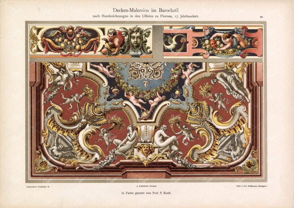 BAROQUE Paintings within Uffizi Gallery Florence - 1904 Antique Print