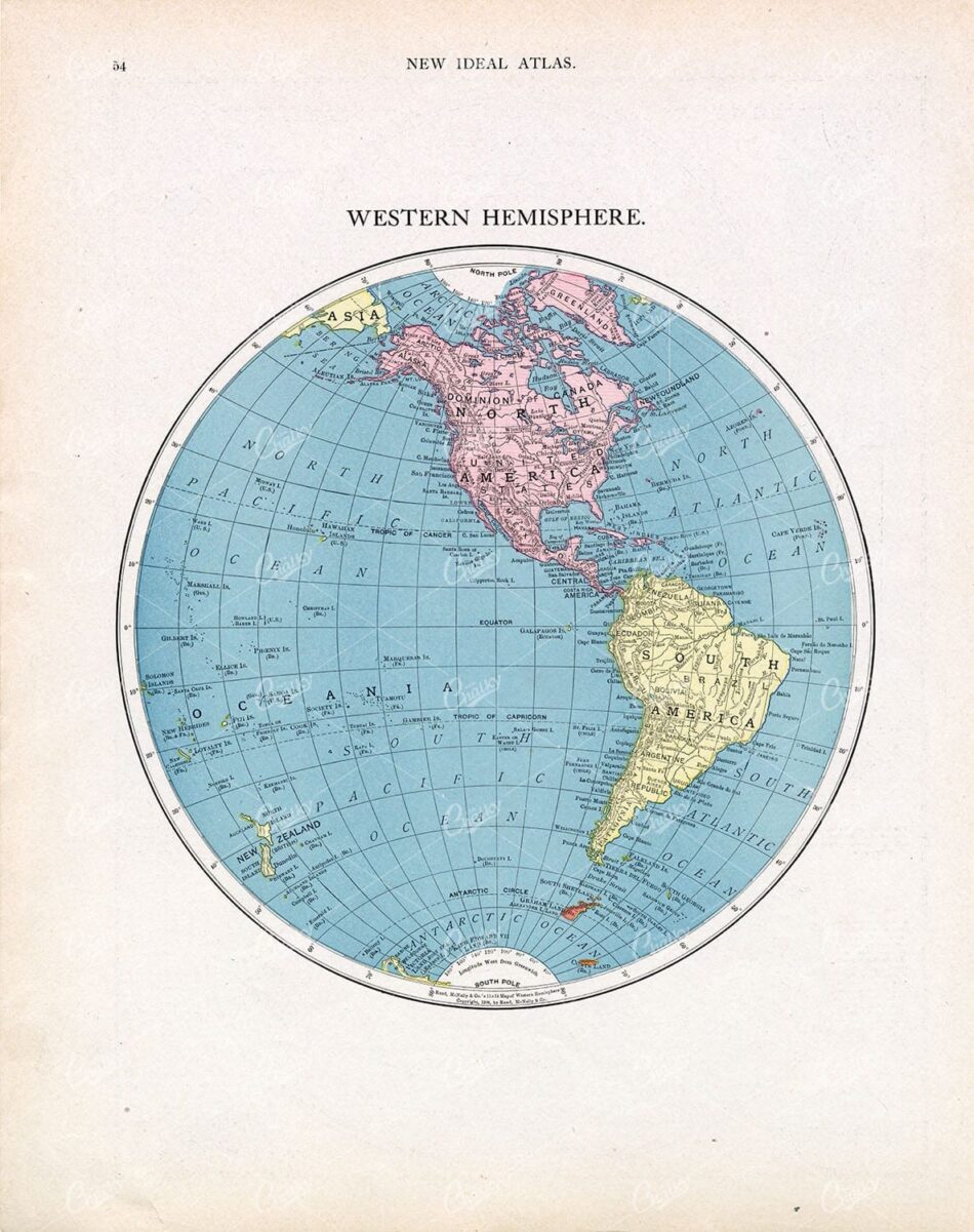 WESTERN Hemisphere Globe Map
