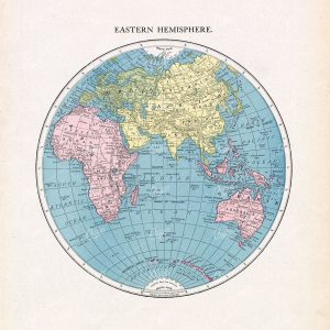 EASTERN Hemisphere Globe Map with North America on Rear