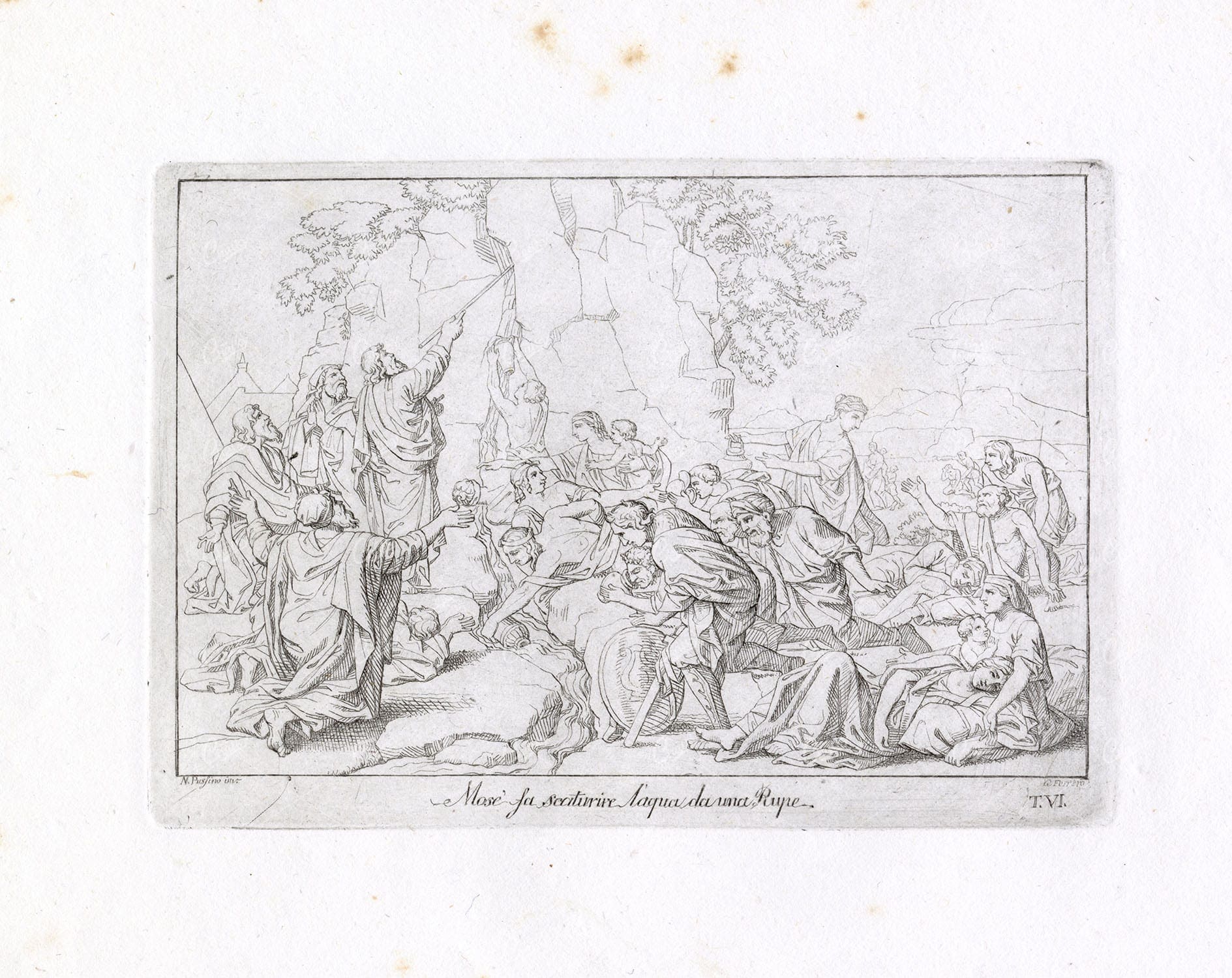 Nicolas Poussin 19th Century Engraving - Rome Antique Artwork