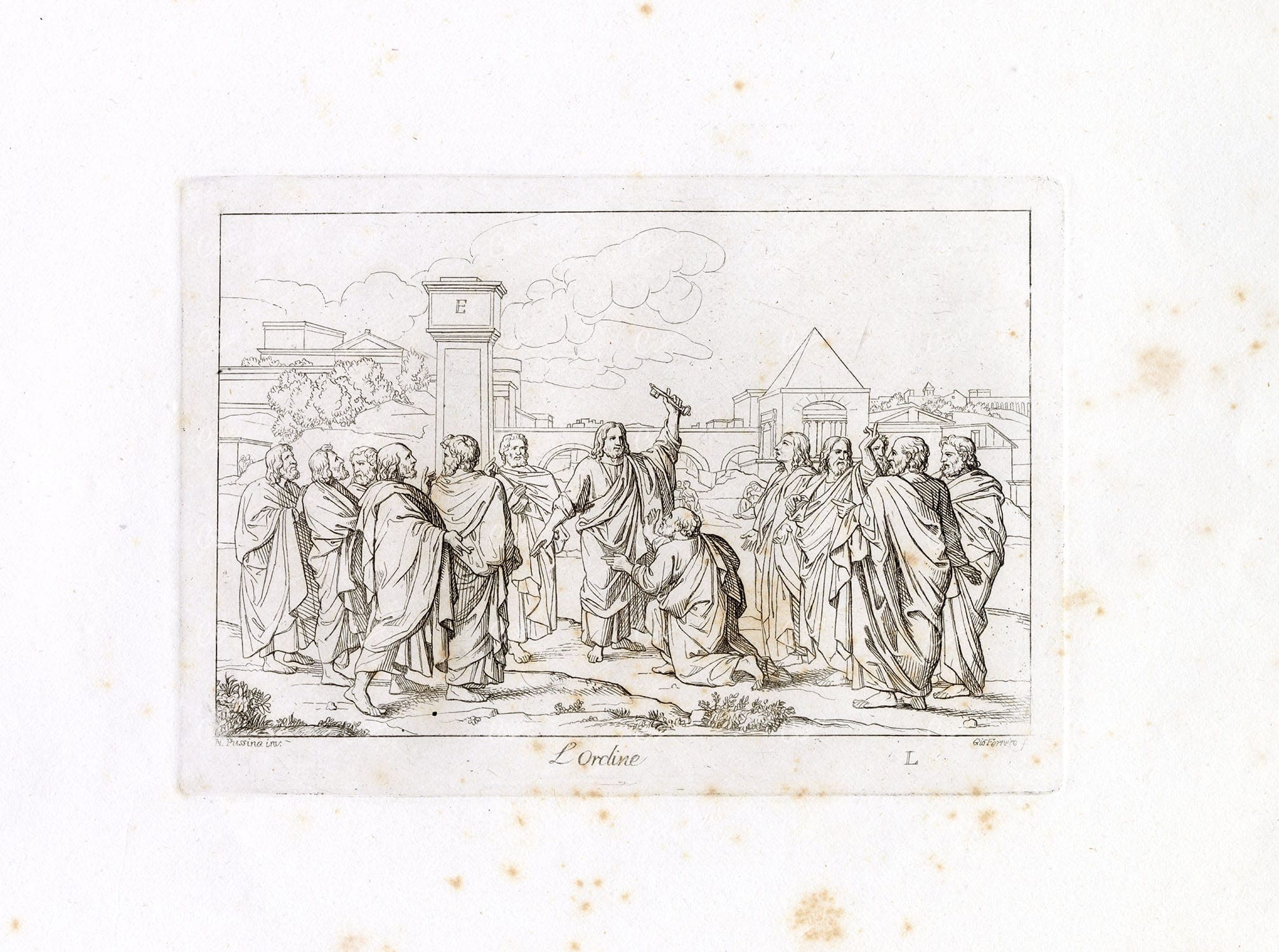 Nicolas Poussin 19th Century Engraving - L'Ordine - Rome Antique Artwork