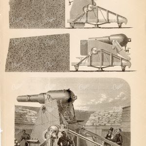 WEAPONS Artillery. Moncrieff Gun Carriage. 1880's Artwork