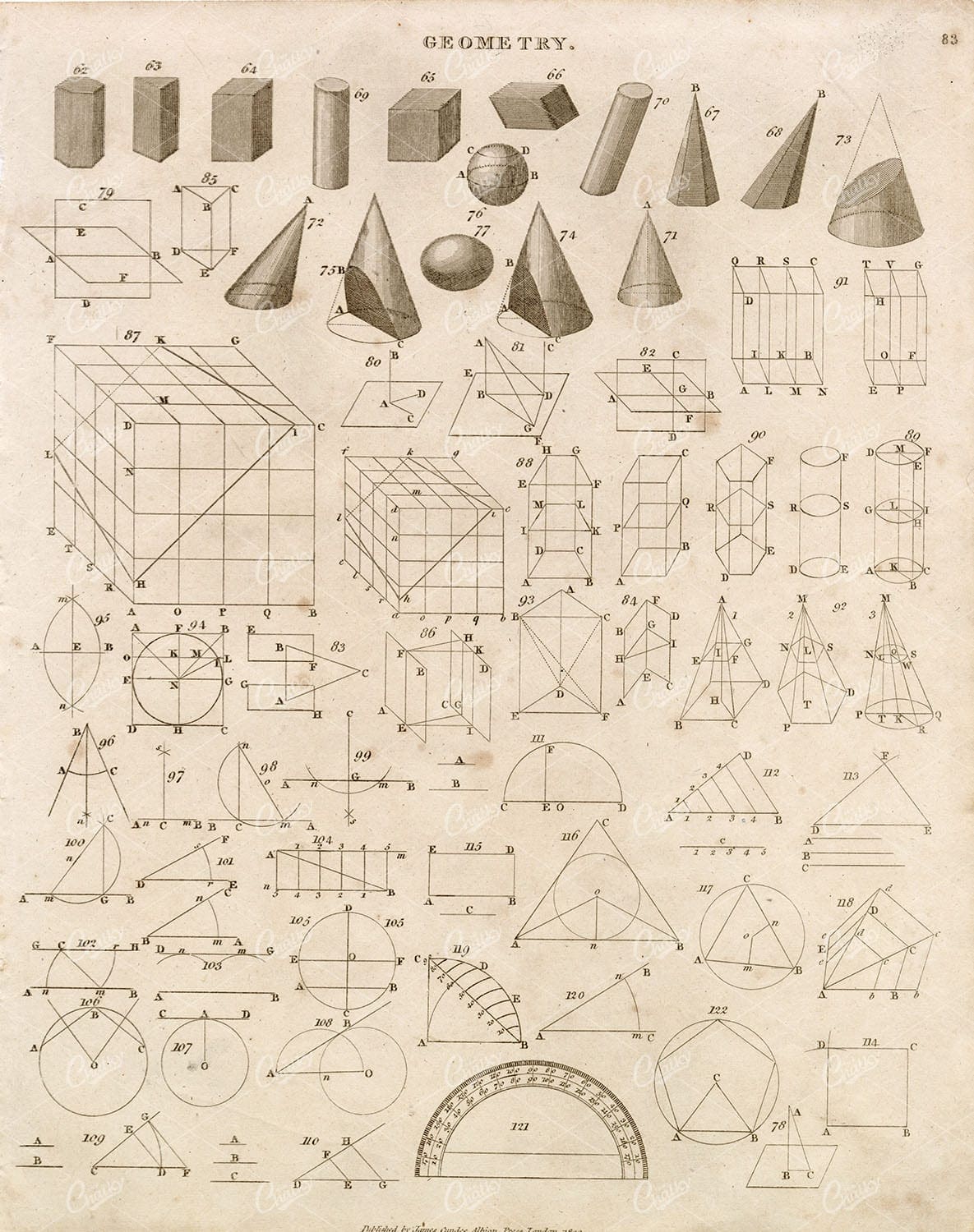 GEOMETRY - Antique Mathematics Print - Abraham REES Encyclopaedia