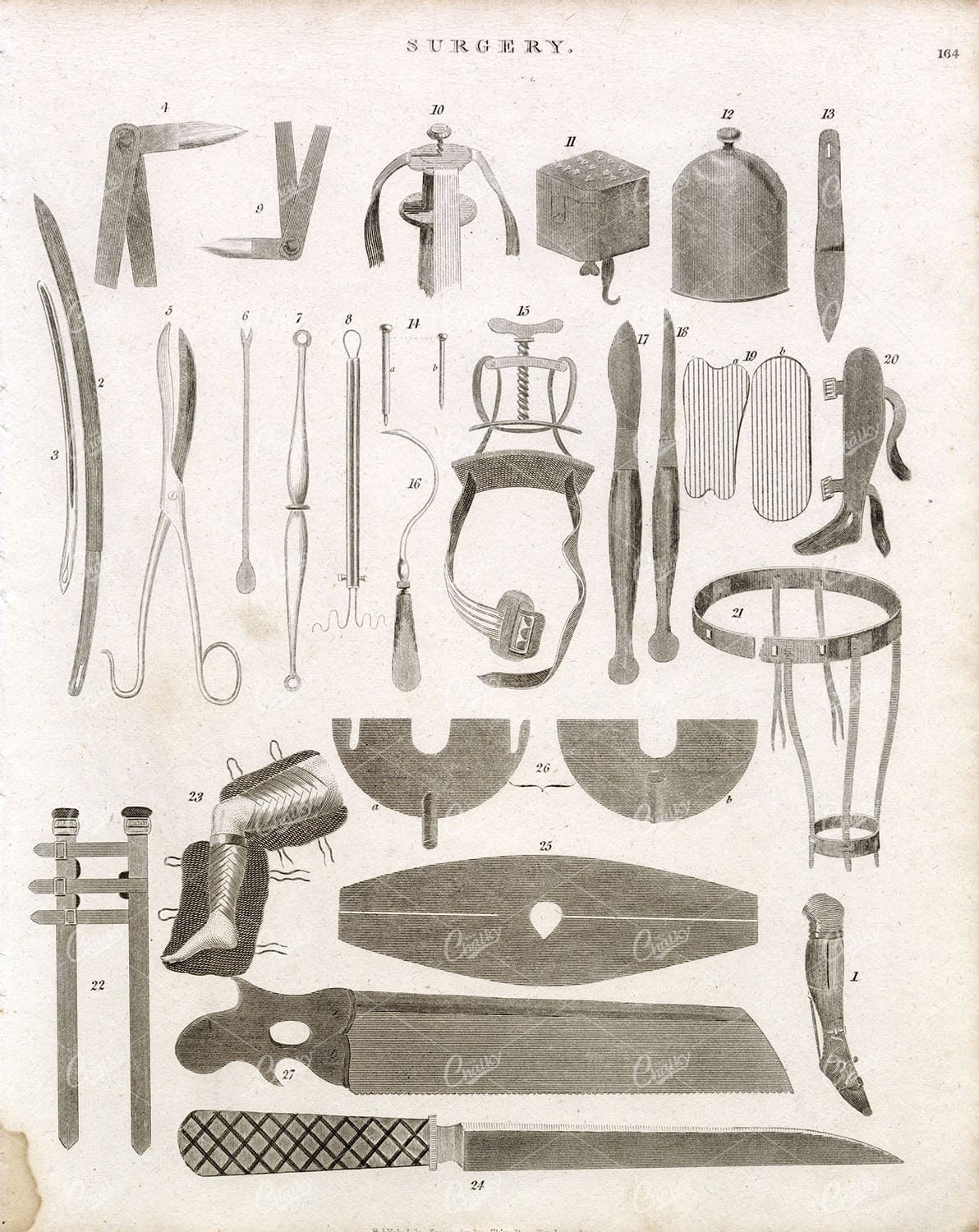 ANTIQUE Surgery Tools  - RARE 1800s Print - REES Cyclopaedia Plate
