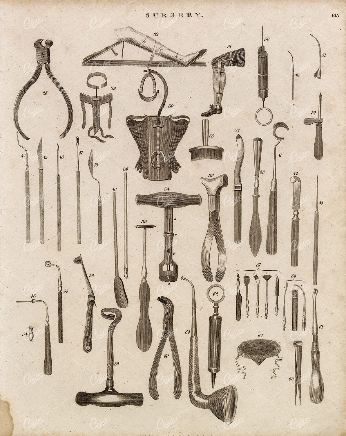 ANTIQUE Surgery Devices - RARE 1800s Print - REES Cyclopaedia Plate
