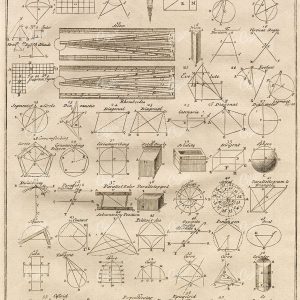 1750 ANTIQUE Geometry Print - Original MATHEMATICS Steel Engraving