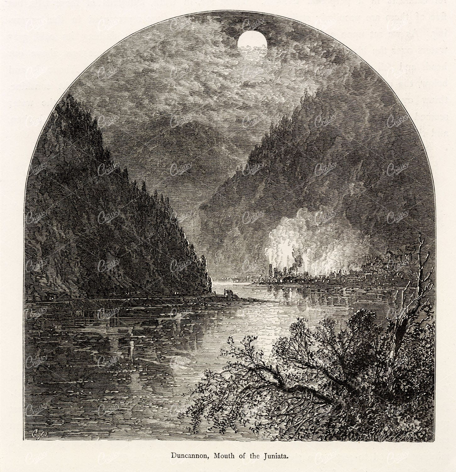 PENNSYLVANIA - Duncannon, Mouth of the Juniata - Antique 1874 Engraving