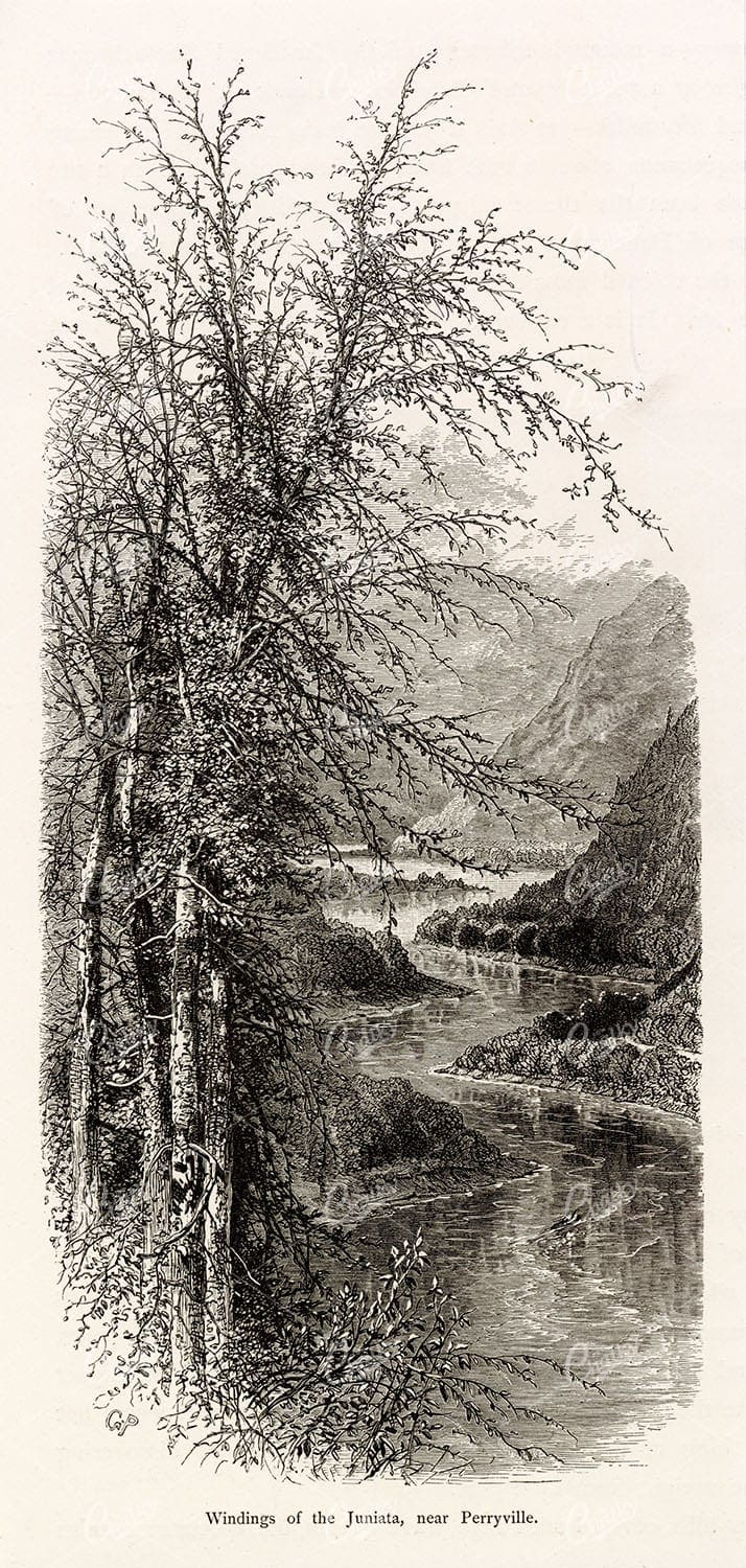 MARYLAND Cecil County, Windings of the Juniata near Perryville - 1874 Print