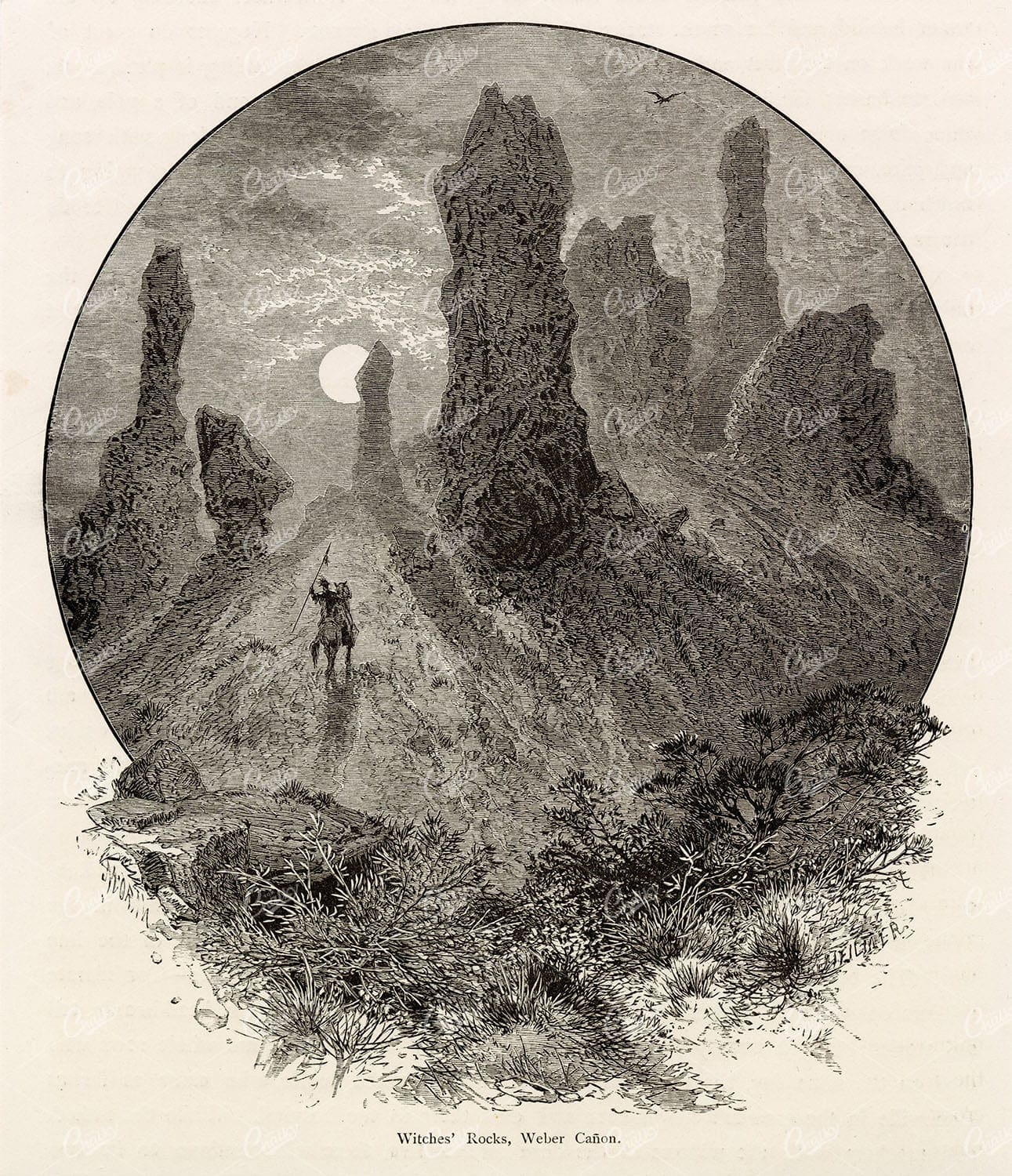 UTAH, Wasatch Range - Witches' Rocks Weber Canyon - America 1874
