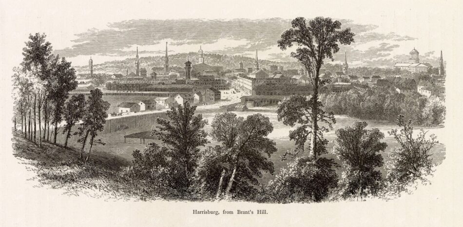PENNSYLVANIA, Harrisburg from Brant's Hill - Old American Landscape 1874