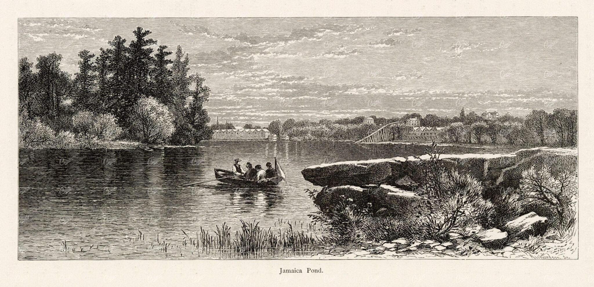 MASSACHUSETTS - Jamaica Pond - United States of America 1874 Landscape