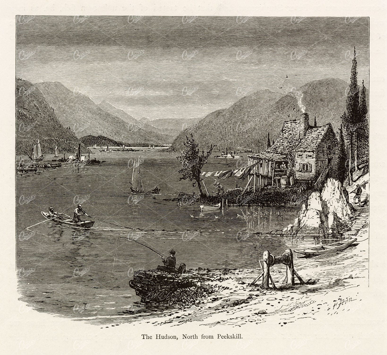 THE HUDSON River, North from Peekskill - Old America Landscape 1874