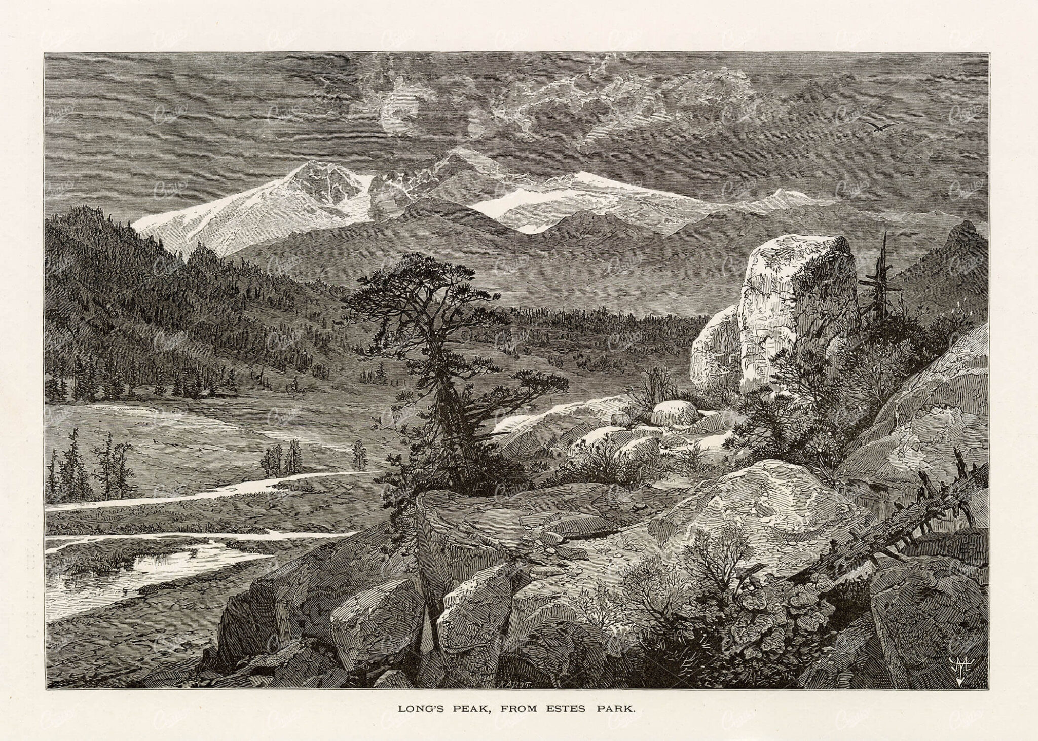 NORTH AMERICA - Rocky Mountains - Long's Peak from Estes Park 1874