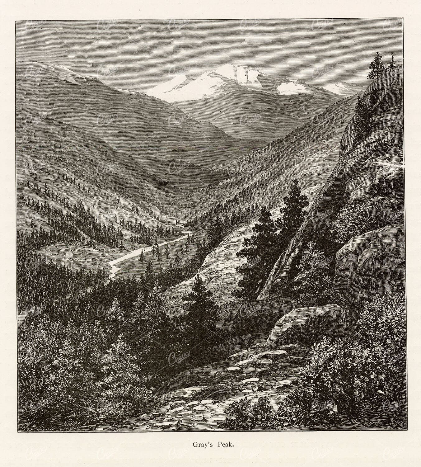NORTH AMERICA - Rocky Mountains - Grey's Peak Colorado 1874