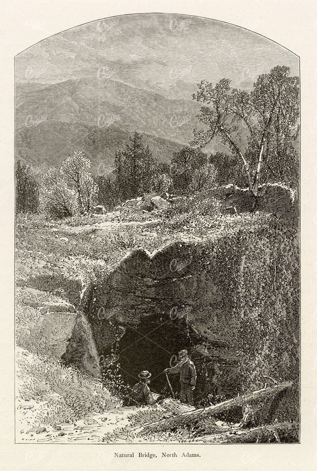 MASSACHUSETTS - Natural Bridge, North Adams - Old Mountain Engraving