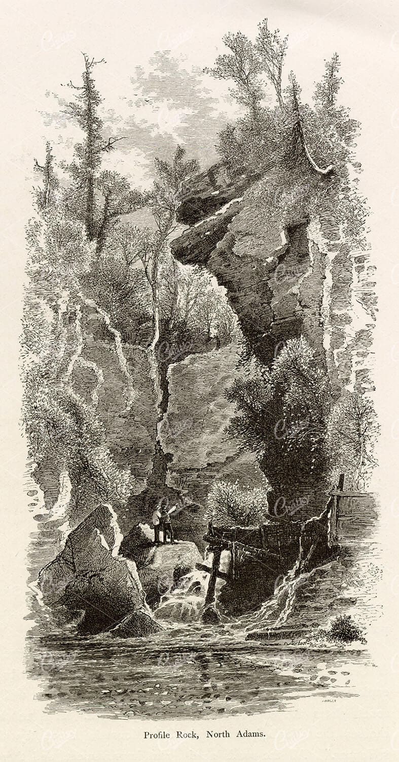 PICTURESQUE America 1874 - Profile Rock, North Adams, Massachusetts