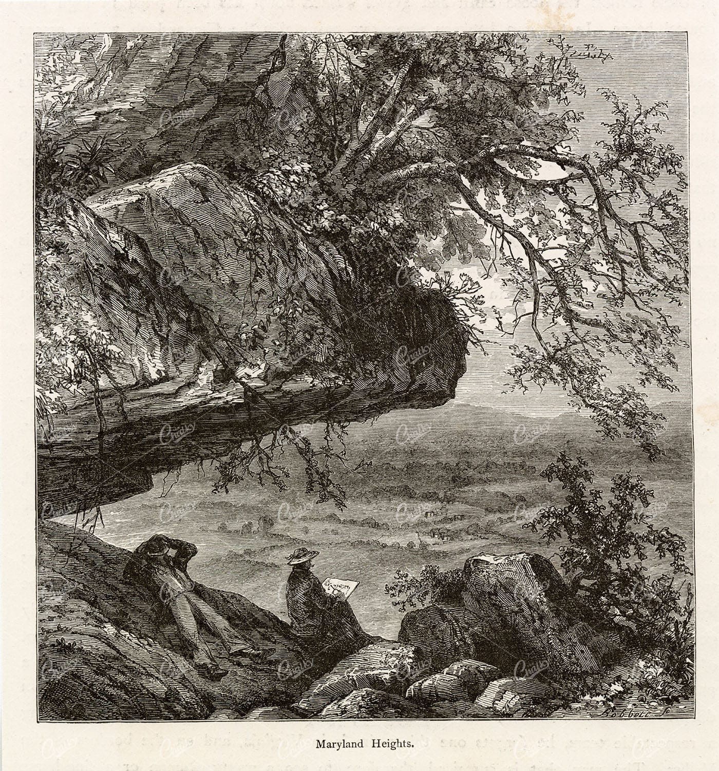 MARYLAND Heights - Engraving from Picturesque America - 1874