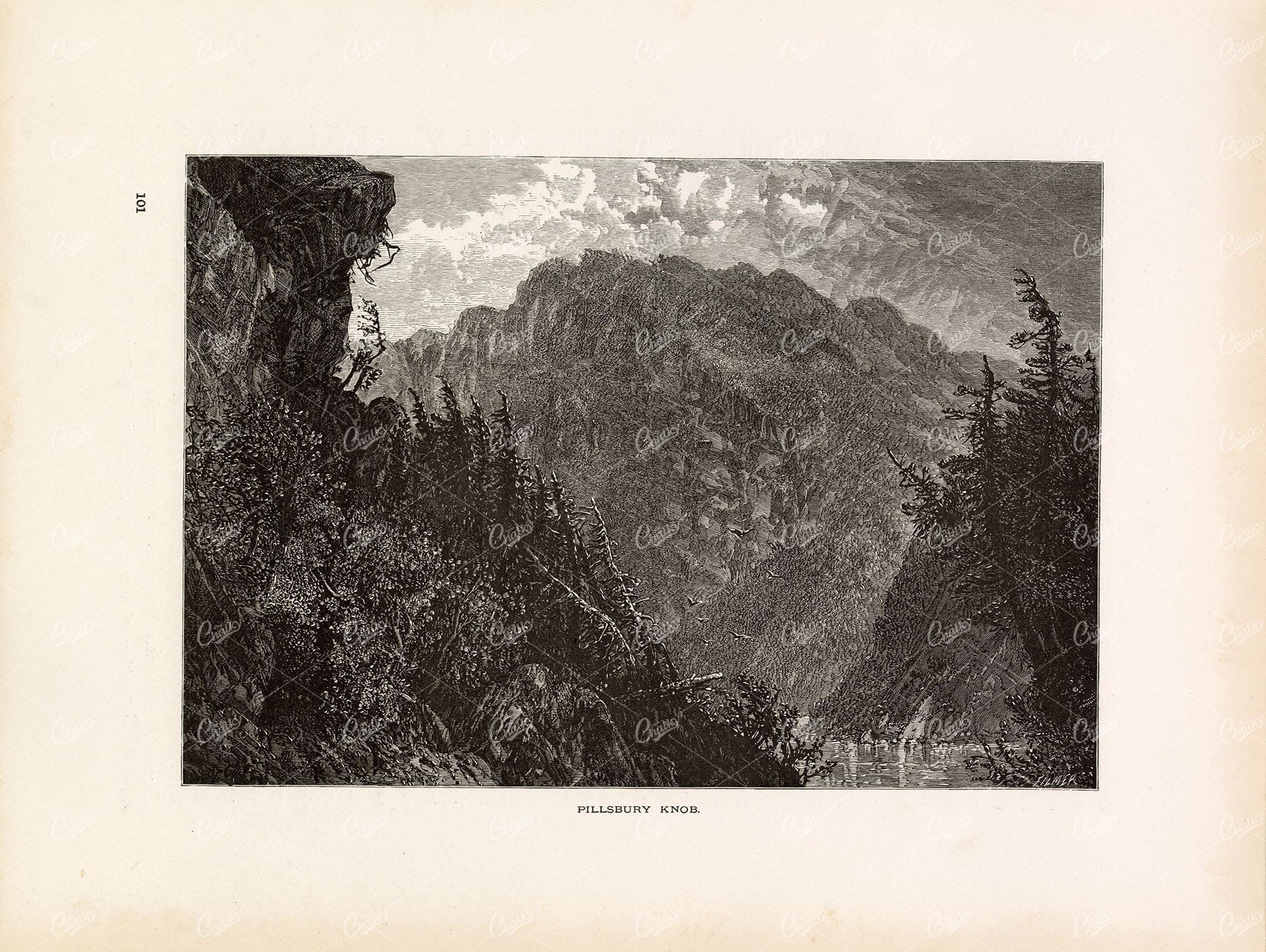 PENNSYLVANIA - Pillsbury Knob - Susquehanna River - Antique Print