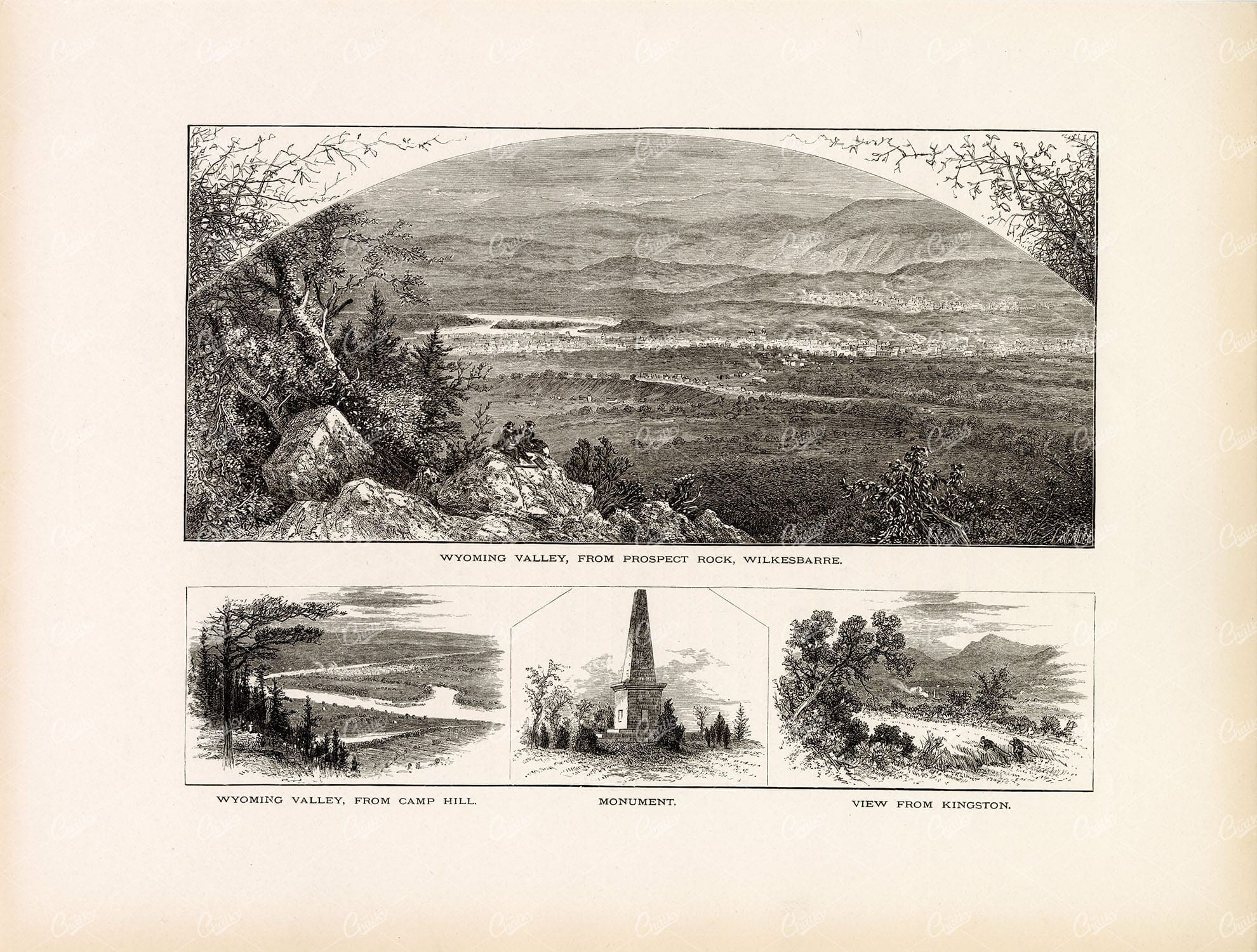 WYOMING VALLEY - Various Views/Scenes - Antique American Landscape