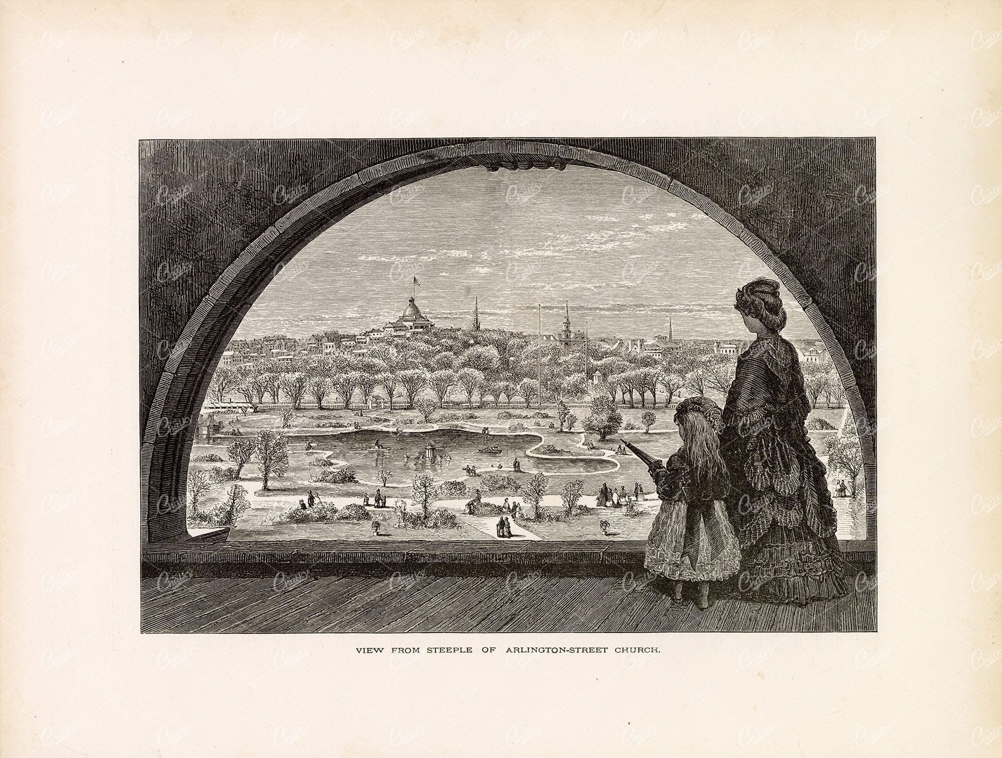 ARLINGTON-STREET Church - View from Steeple - 1874 Landscape