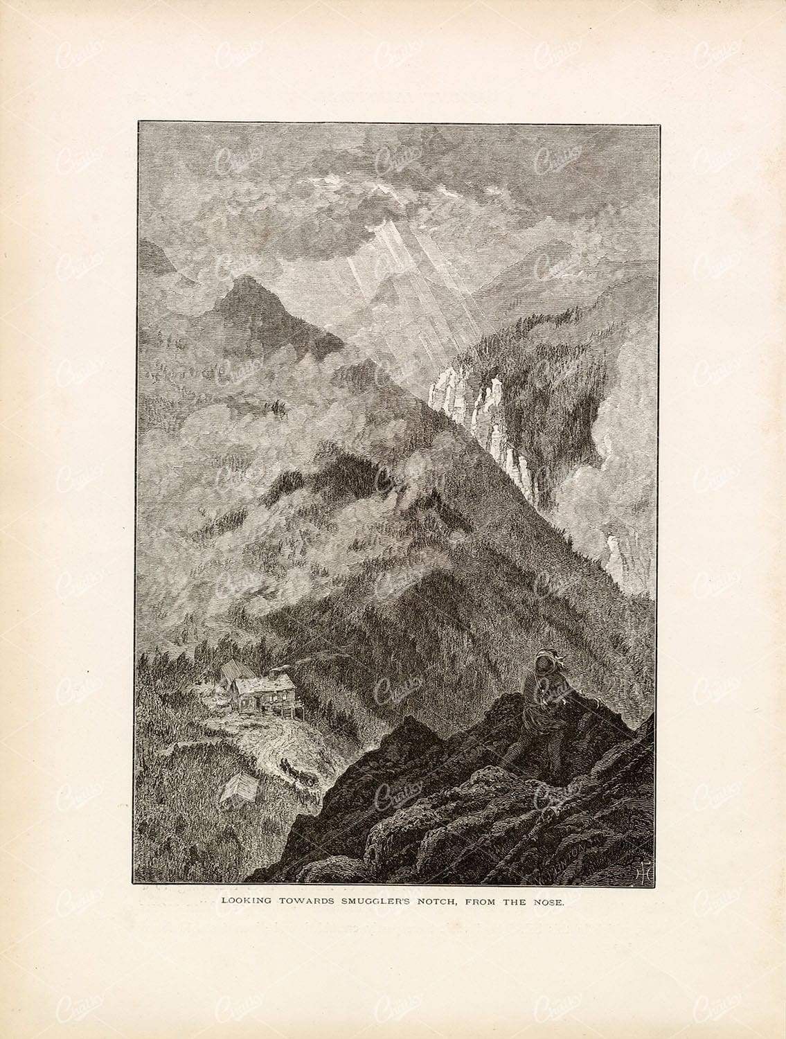 SMUGGLER's Notch, from the Nose - Antique Amiercan Print 1874