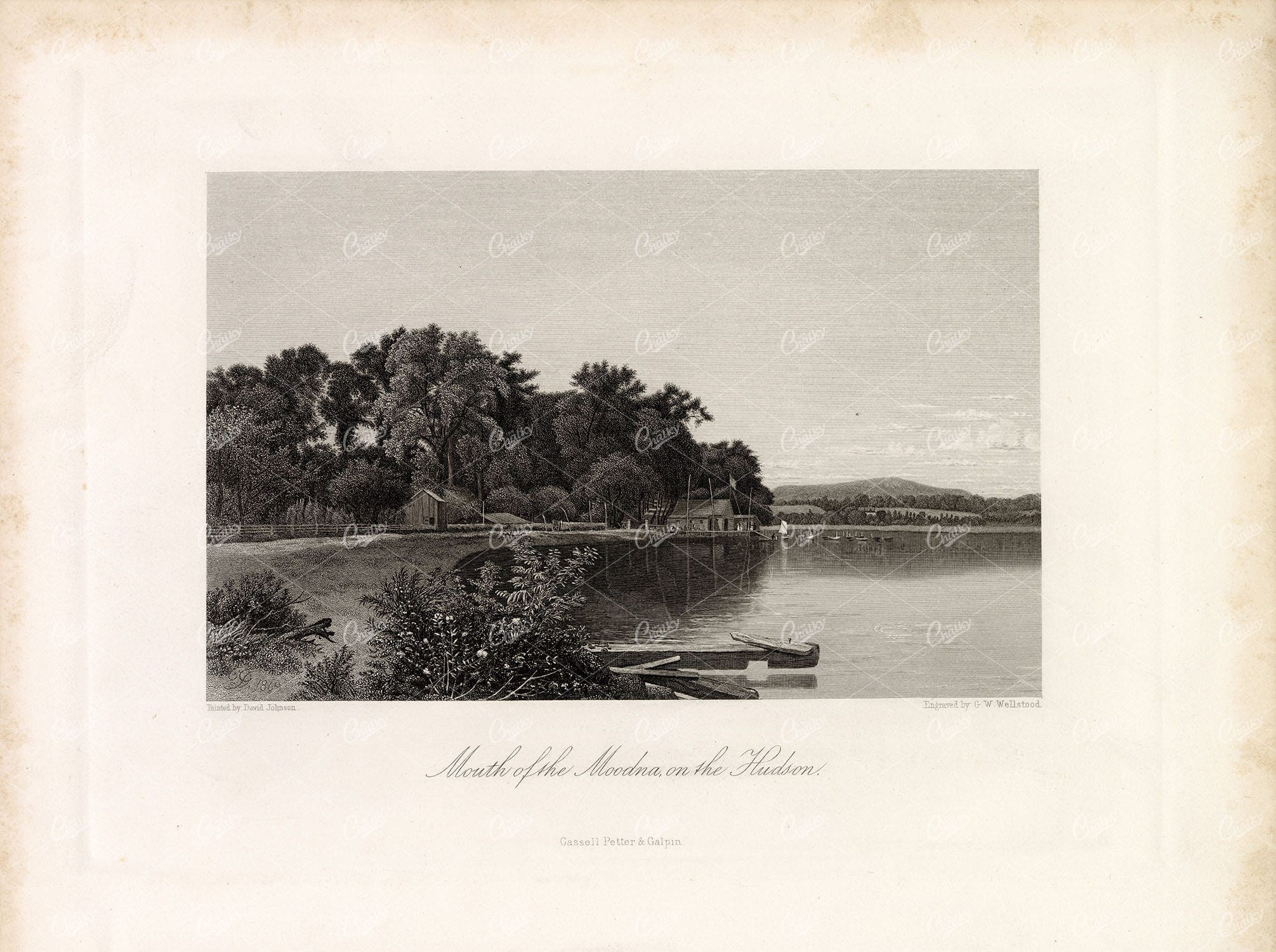NEW YORK - Mouth of the Moodna on the Hudson River - 1874 Engraving