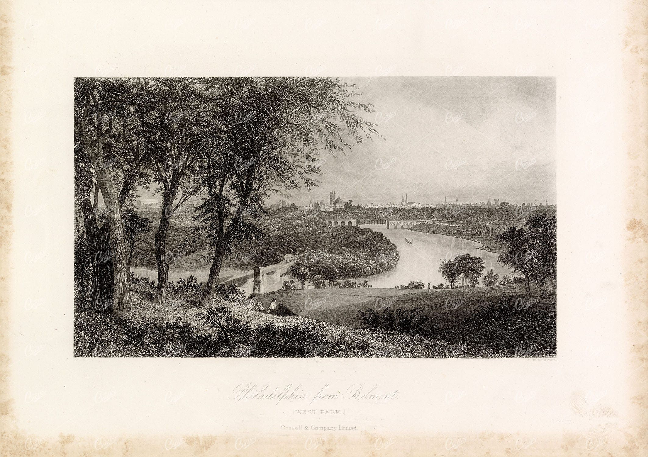 PHILIDELPHIA, City View from Belmont (West Park) - Picturesque Engraving