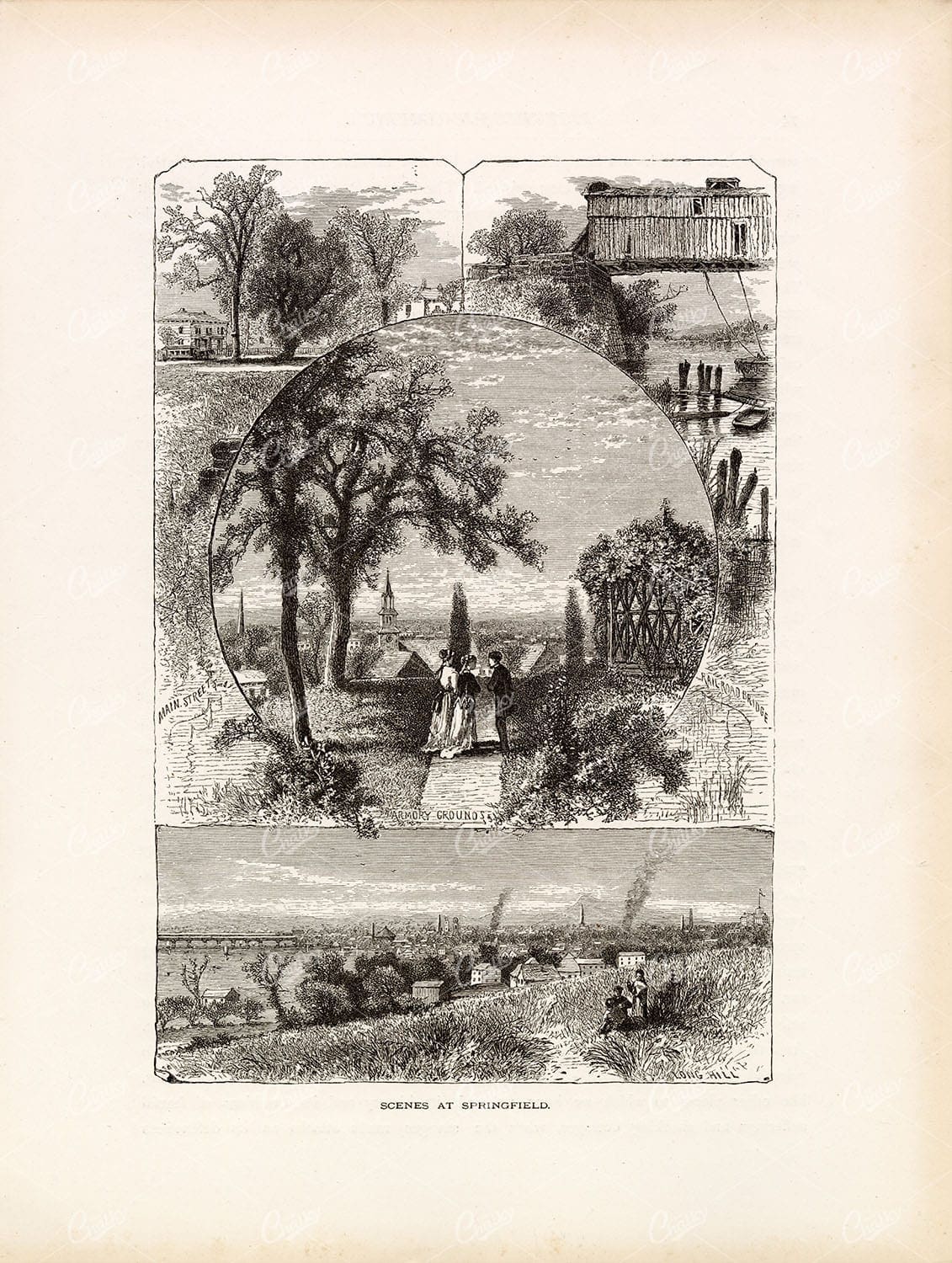 1874 AMERICA - Springfield Massachusetts Scenes Armory Grounds