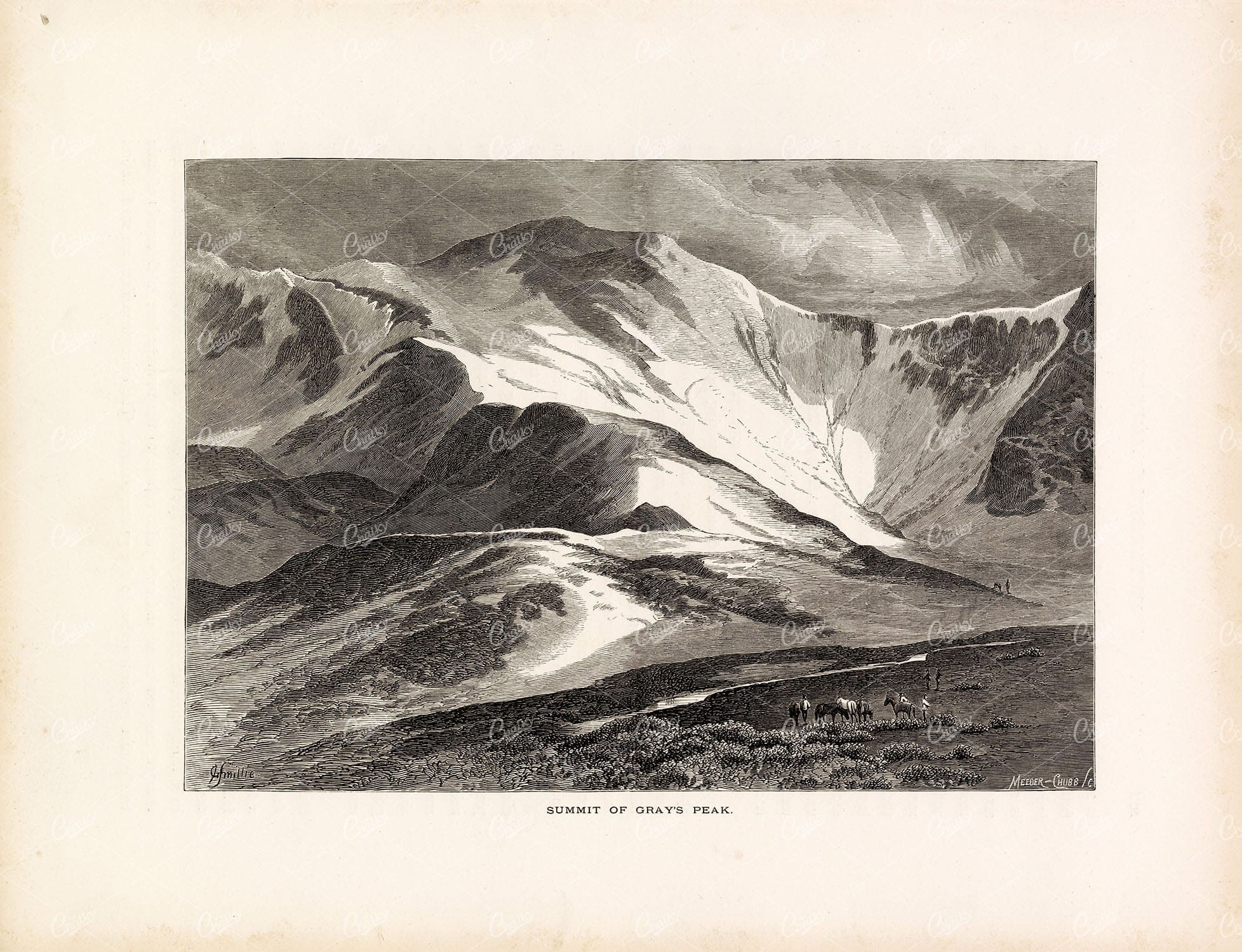 THE ROCKY MOUNTAINS - Summit of Gray's Peak - Colorado - 1874 Print