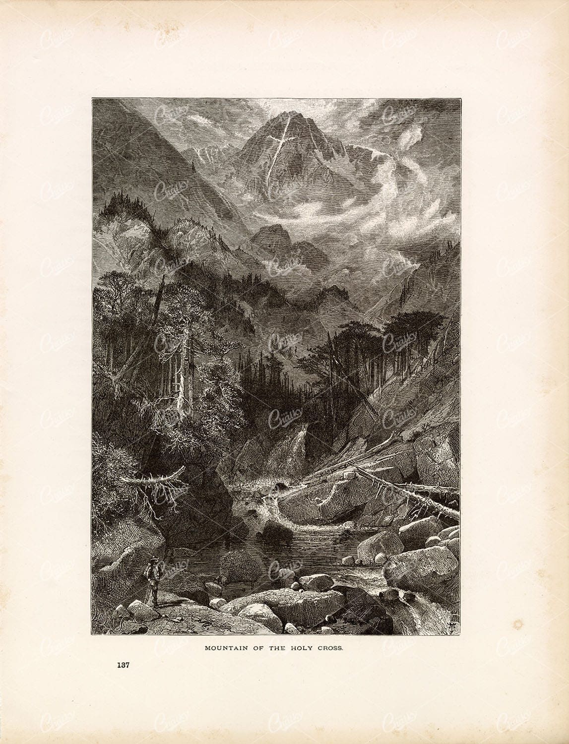 ROCKY MOUNTAINS - View of the Mountain of the Holy Cross - Original 1874