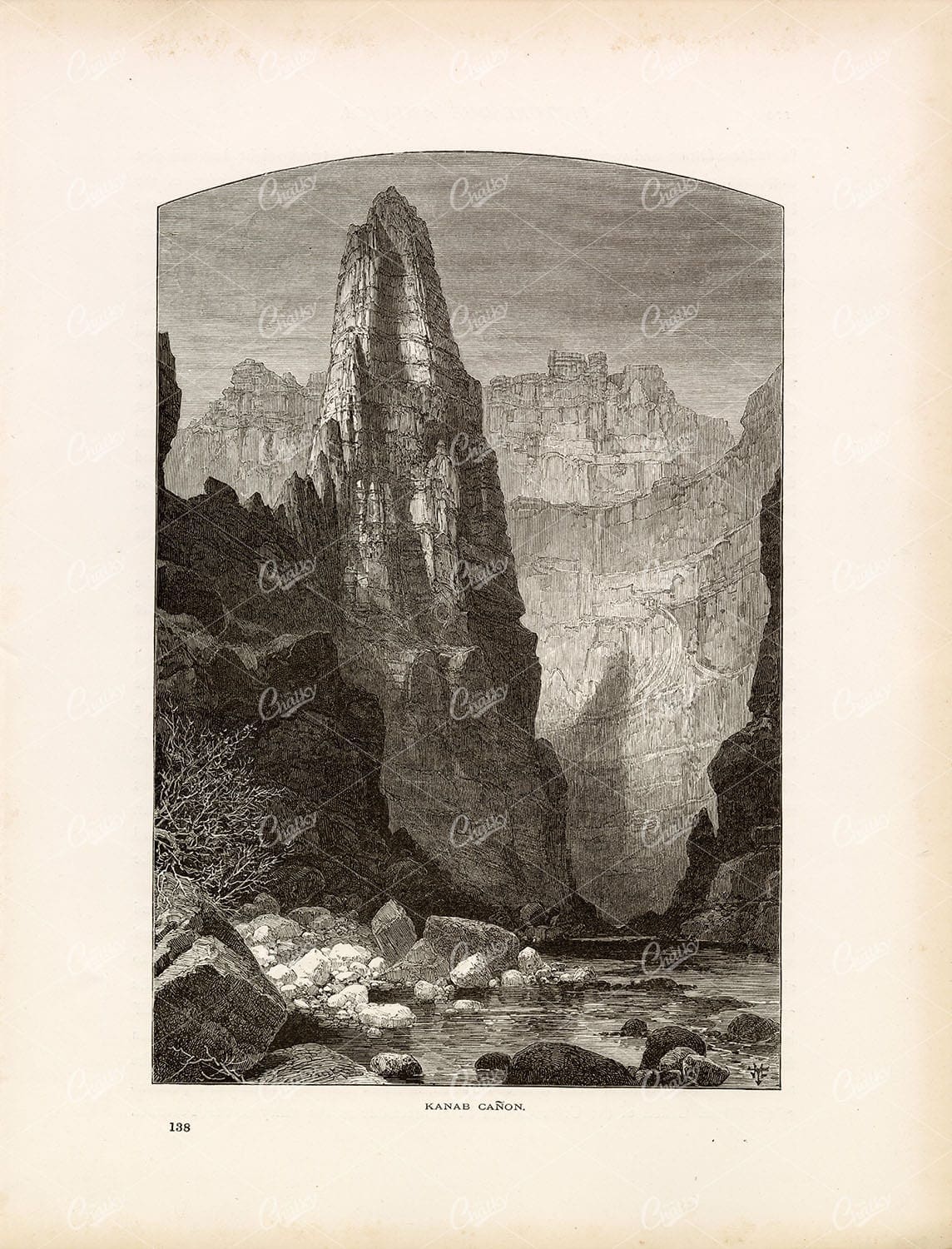 ARIZONA Rocky Mountains - View of Kanab Canyon - Antique Original Print